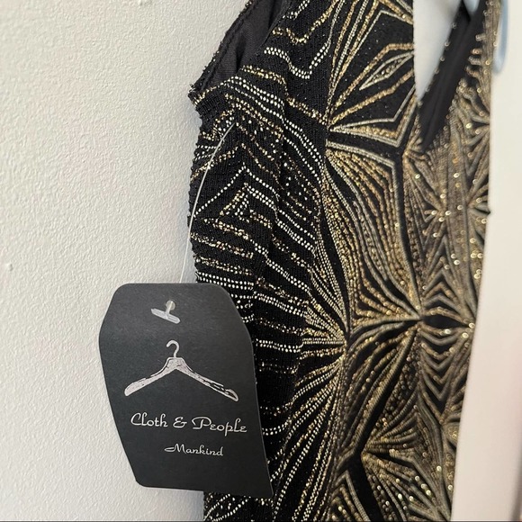 Cloth & People NWT Art Deco New Year’s Eve Black Gold Party Dress sz Small - Picture 4 of 12